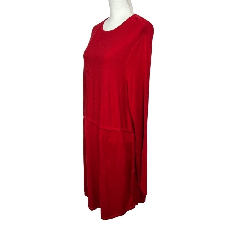 J. Jill Women’s Sweater Dress Sz XL Tall Color Red Stretch Long Sleeve Side Slit - Picture 3 of 13